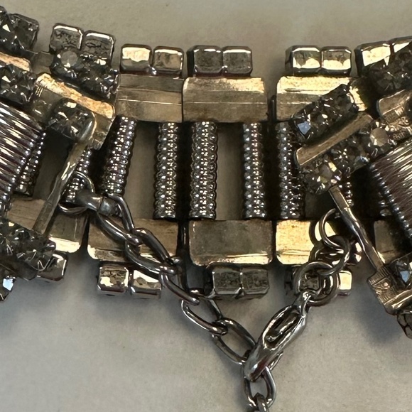 DANNY POLLAK Antique Silver Black Diamond Swarovski Crystal Rock & Roll Bracelet - Picture 11 of 11